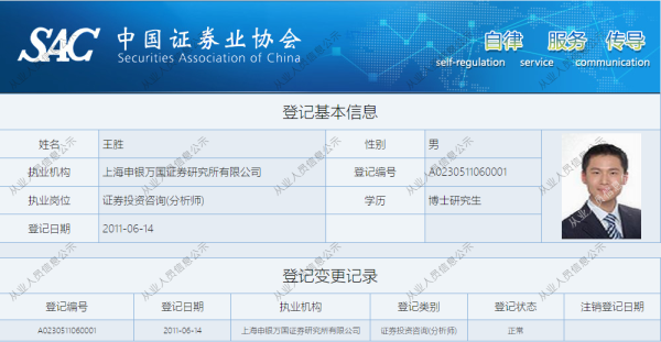天金策略 申万宏源研究所将迎来新所长：首席策略分析师王胜升任